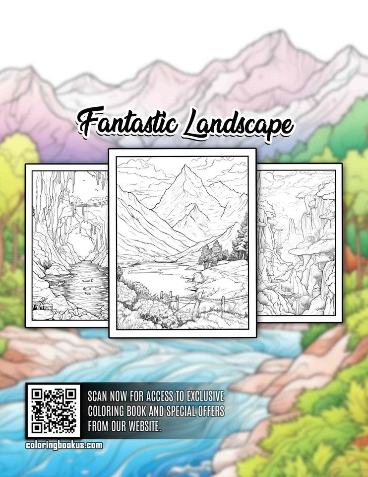 Fantastic Landscape 30 Pages Printable Coloring Book