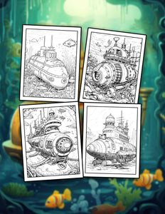 Fantastic Submarine 30 Pages Printable Coloring Book