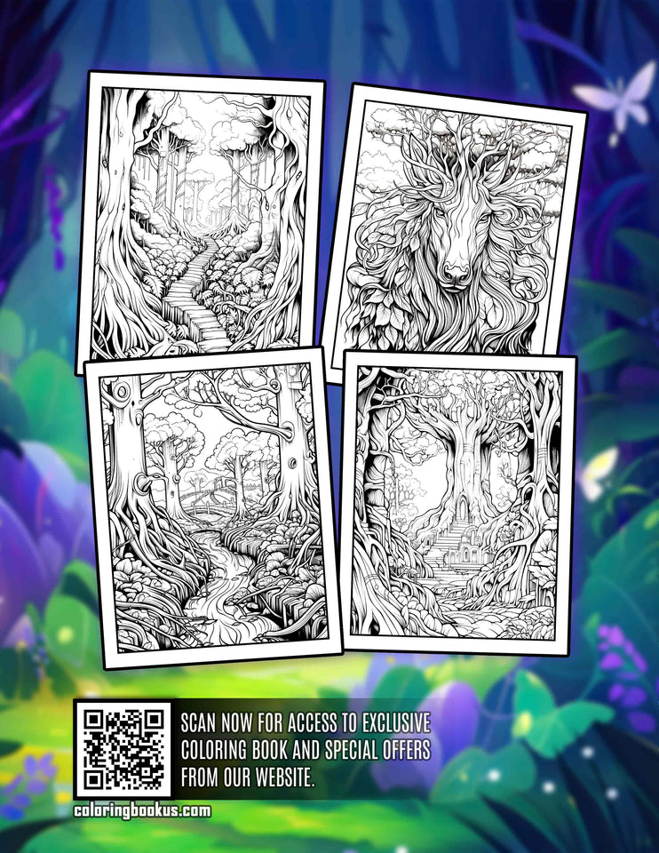 Fantasy Forest 30 Pages Printable Coloring Book