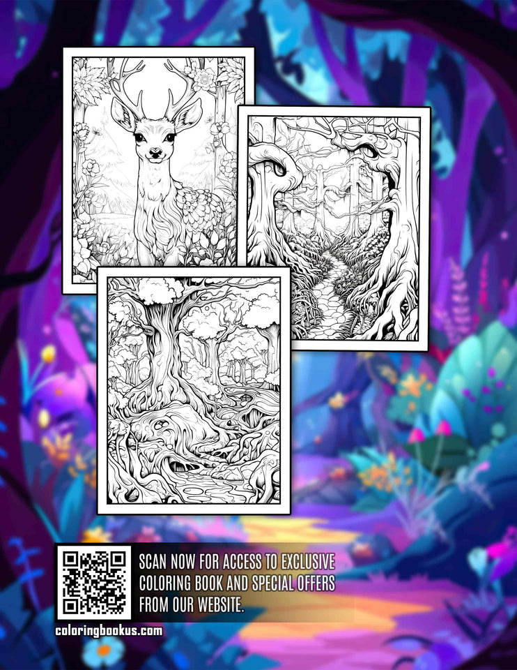 Fantasy Forest 30 Pages Printable Coloring Book