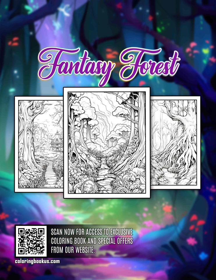 Fantasy Forest 30 Pages Printable Coloring Book