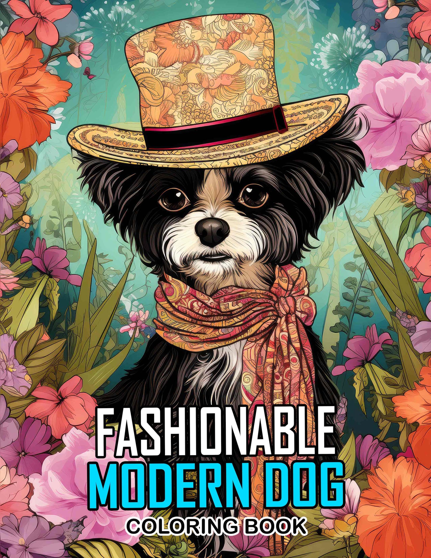 Fashionable Modern Dog 30 Pages Printable Coloring Book