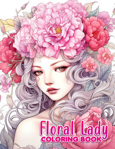 Floral Lady 30 Pages Printable Coloring Book