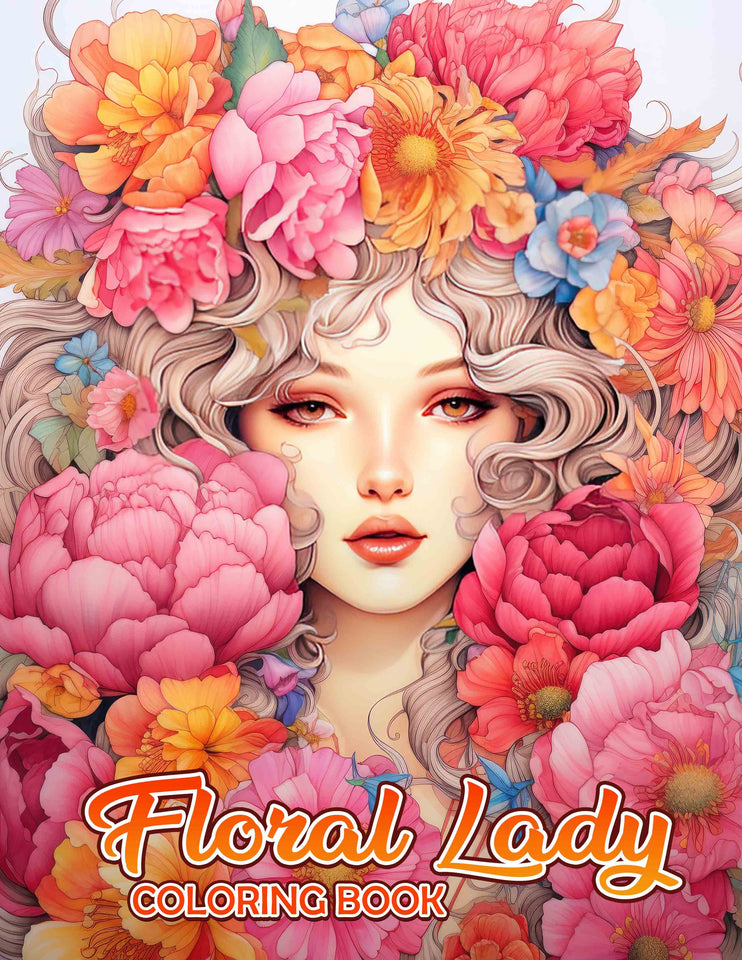 Floral Lady 30 Pages Printable Coloring Book