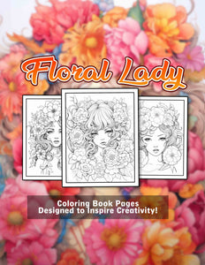 Floral Lady 30 Pages Printable Coloring Book