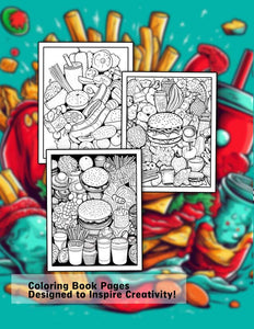 Doodle Food 30 Pages Printable Coloring Book