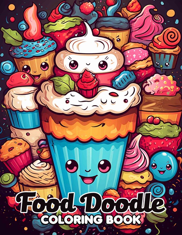 Doodle Food 30 Pages Printable Coloring Book