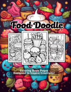 Doodle Food 30 Pages Printable Coloring Book