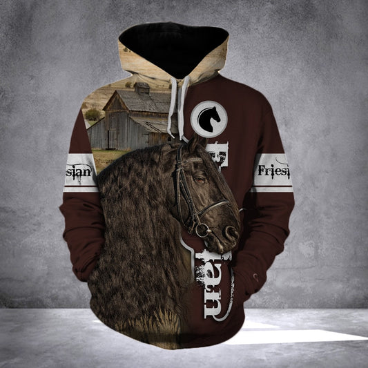 Black Friesian Horse All Over Print Hoodie Shirt  Hoodie Hoodie