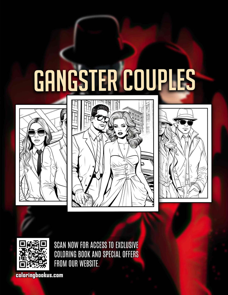 Gangster Couples 30 Pages Printable Coloring Book