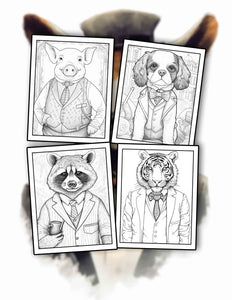 Gentleman Animals 30 Pages Printable Coloring Book