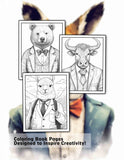 Gentleman Animals 30 Pages Printable Coloring Book