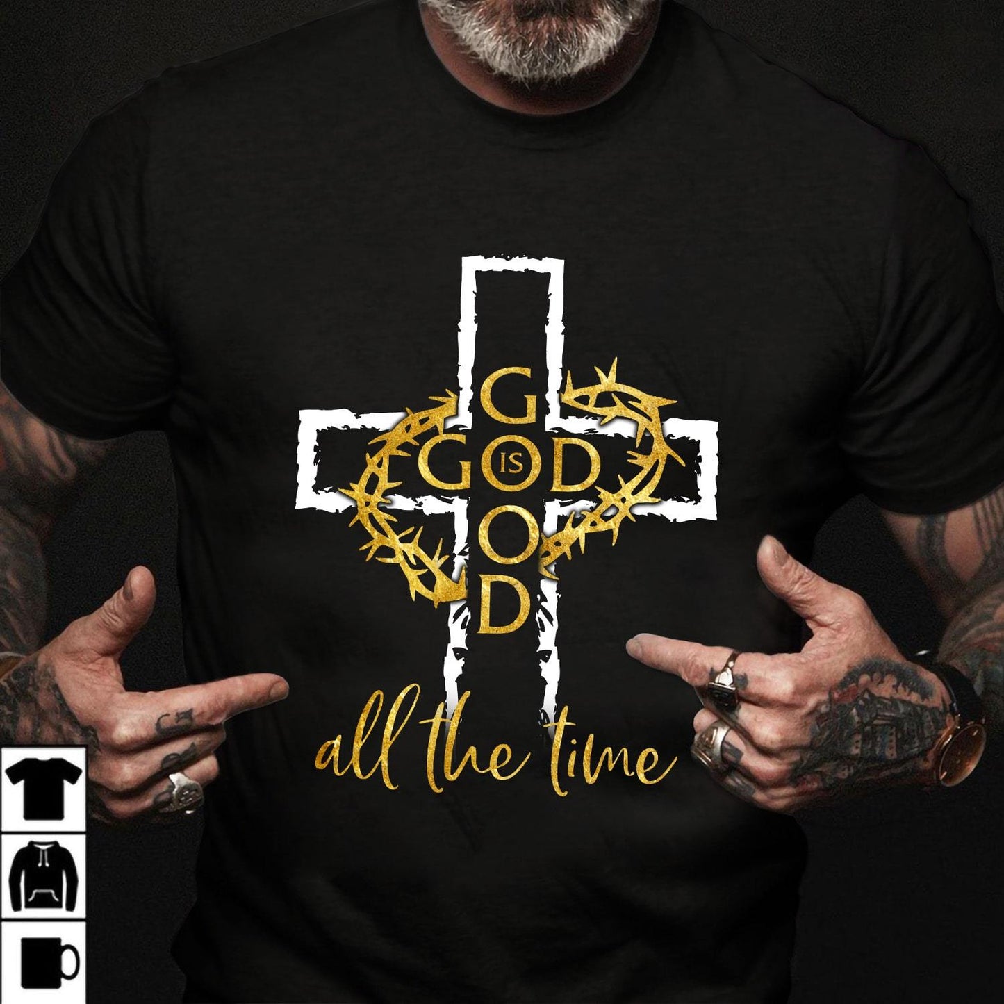 Golden thorn crow, God is good all the time - Jesus Apparel