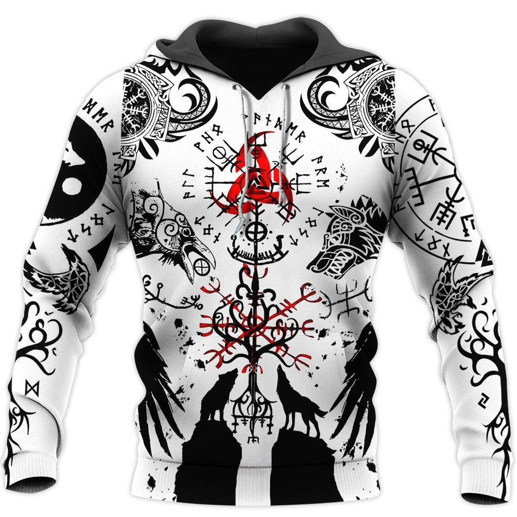 Unisex Hoodie All Over Print Viking Gifts Beautiful Viking Tatoo 3D Unisex Hoodie