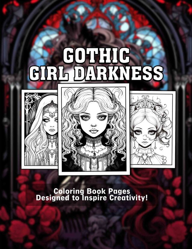 Gothic Girl Darkness 30 Pages Printable Coloring Book