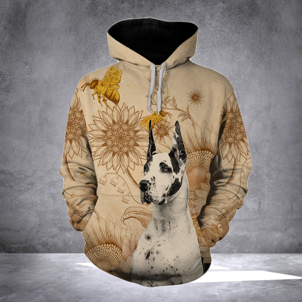 Great Dane dog sunflower 3D All over printed Hoodie Shirt - IPH647
