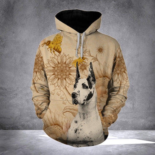 Great Dane dog sunflower 3D All over printed Hoodie Shirt - IPH647