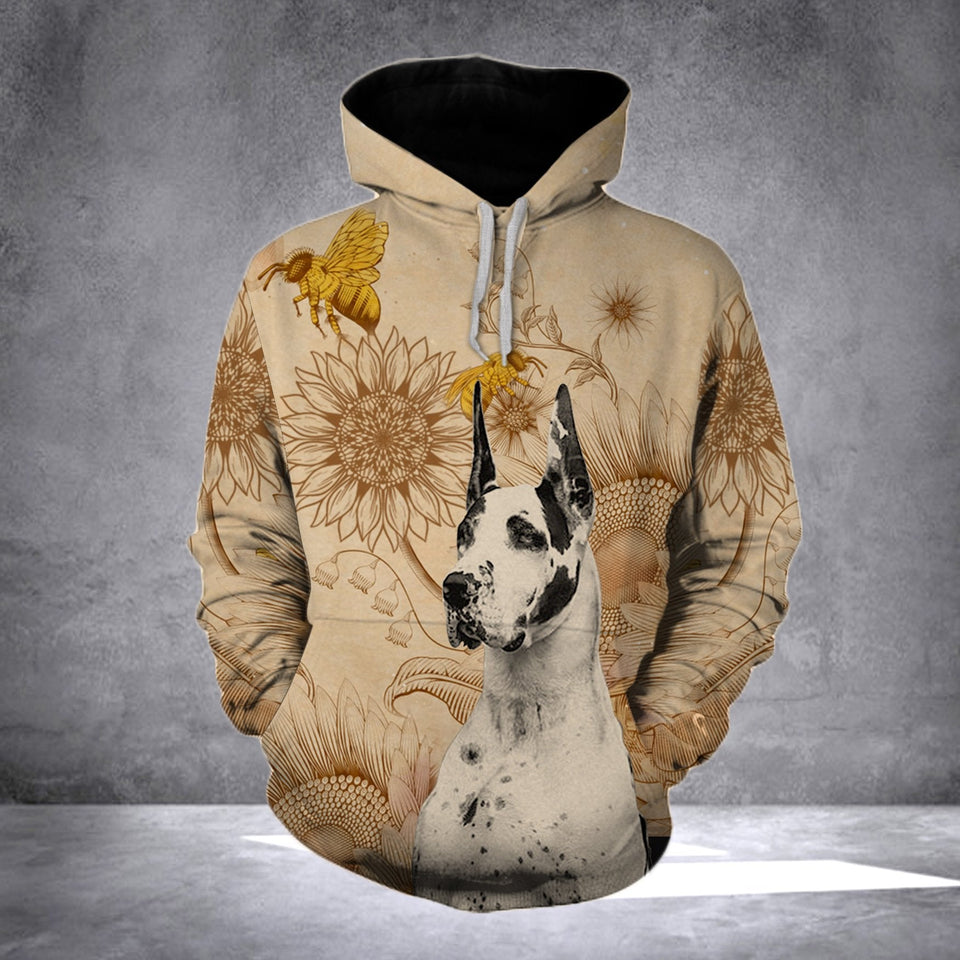 Great Dane dog sunflower 3D All over printed Hoodie Shirt - IPH647