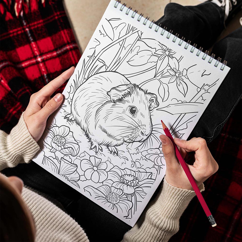 Guinea Pig Sprial Bound Coloring Book for Adult