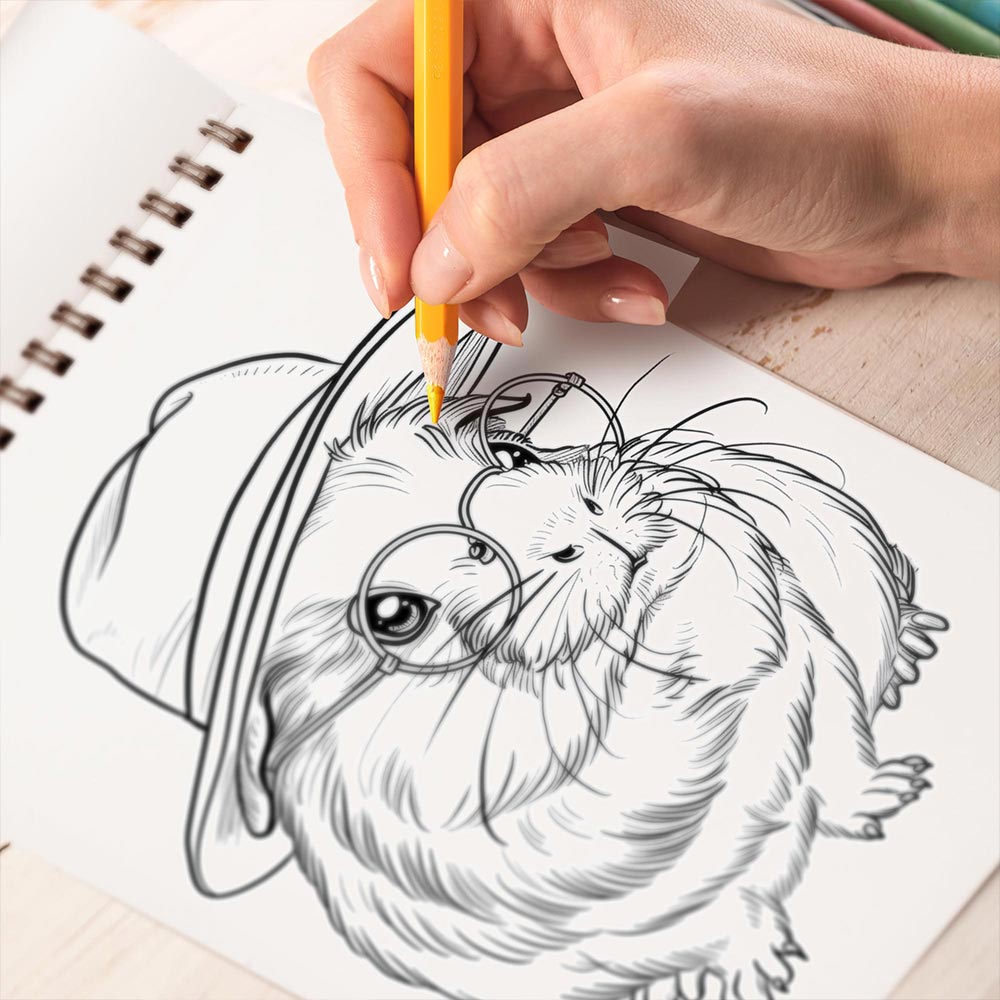 Guinea Pig Spiral Coloring Book for Adult