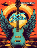 Guitar 30 Pages Printable Coloring Book