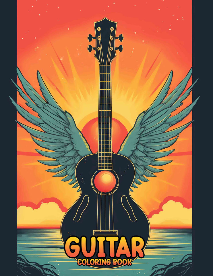 Guitar 30 Pages Printable Coloring Book