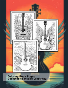 Guitar 30 Pages Printable Coloring Book