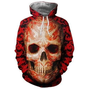 Unisex Hoodie All Over Print Skull Gifts Dragon Print Skull Pattern Unisex Hoodie