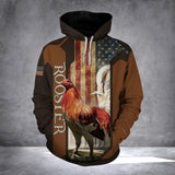Animal Gifts Rooster Gifts Rooster Flag Brown Unisex Hoodie