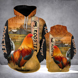 Premium Red Rooster Farmer All Over Print Unisex Hoodie