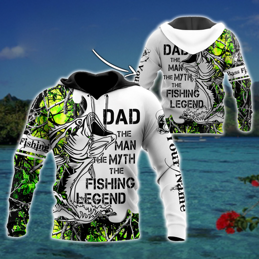 Fishing Gifts Dad Bass Fishing Tattoo Personalized Unisex Hoodie