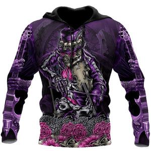 Unisex Hoodie All Over Print Skull Gifts Skull All Over Printed Purple Unisex Hoodie