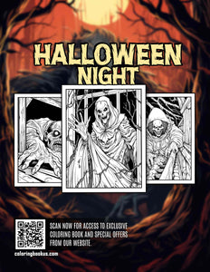 Halloween Night 30 Pages Printable Coloring Book