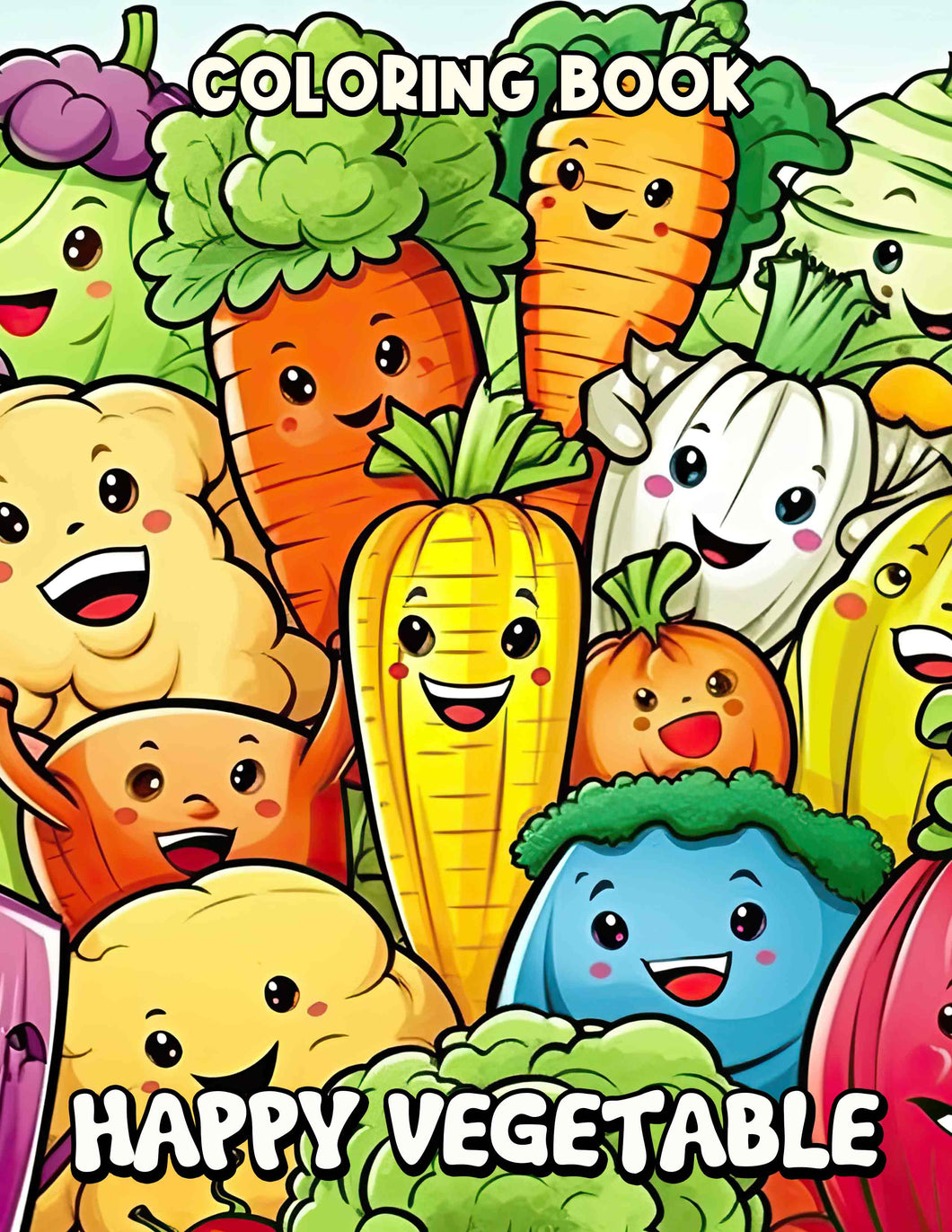 Happy Vegetable 30 Pages Printable Coloring Book