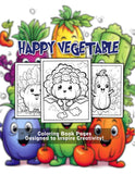 Happy Vegetable 30 Pages Printable Coloring Book