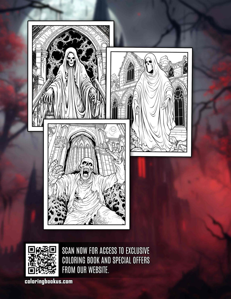 Haunted Church 30 Pages Printable Coloring Book