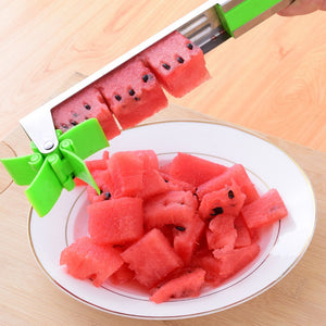 Watermelon Cutter Stainless Steel Windmill Design Cut Watermelon Kitchen Gadgets Salad Fruit Slicer Cutter Tool