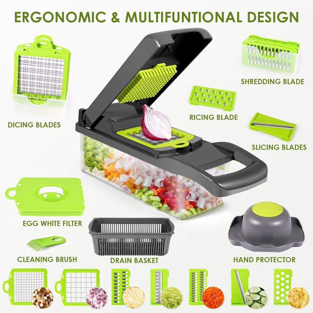 Multifunctional Vegetable Cutter Shredders Slicer With Basket Fruit Potato Chopper Carrot Grater Slicer For Kitchen