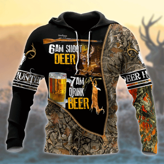 Hunting Gifts Deer Hunting Gifts Hunt Deer and Drink Beer Unisex Hoodie