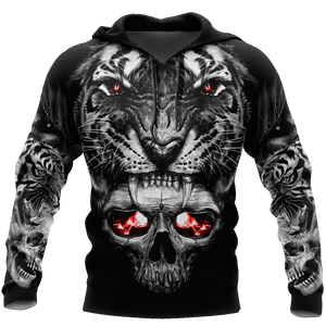 Unisex Hoodie All Over Print Skull Gifts Tattoo Skull Tiger Over Printed Unisex Hoodie