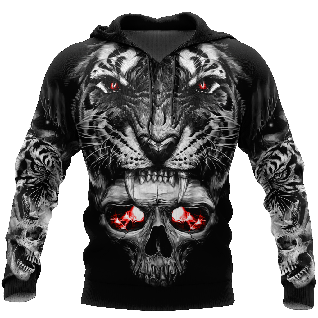 Unisex Hoodie All Over Print Skull Gifts Tattoo Skull Tiger Over Printed Unisex Hoodie