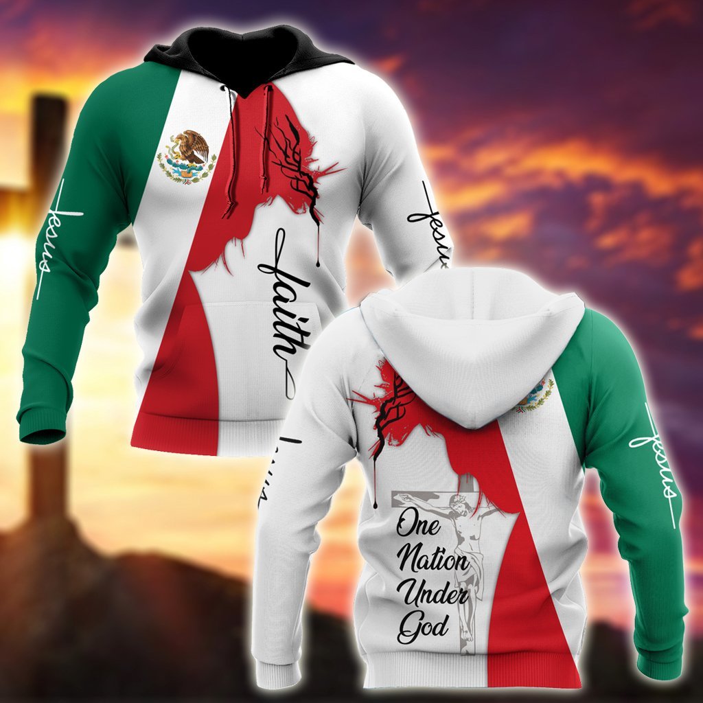 One Nation Under God Mexican Jesus All Over Print Unisex Hoodie