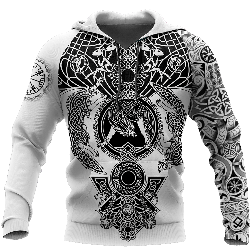 Unisex Hoodie All Over Print Viking Gifts 3D All Over Printed Viking Tattoo Unisex Hoodie