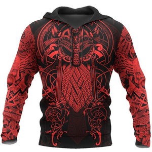 Unisex Hoodie All Over Print Viking Gifts Vikings - The Raven Red of Odin Tattoo Unisex Hoodie