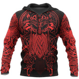 Unisex Hoodie All Over Print Viking Gifts Vikings - The Raven Red of Odin Tattoo Unisex Hoodie