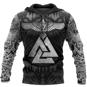 Unisex Hoodie All Over Print Viking Gifts 3D All Over Printed Vikings Huginn Pullover Unisex Hoodie