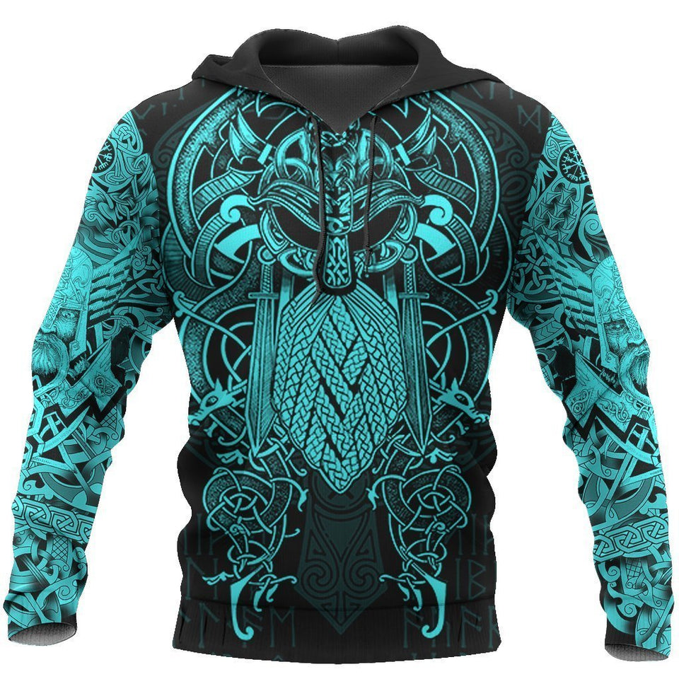 Unisex Hoodie All Over Print Viking Gifts Vikings - The Raven Blue of Odin Tattoo Unisex Hoodie