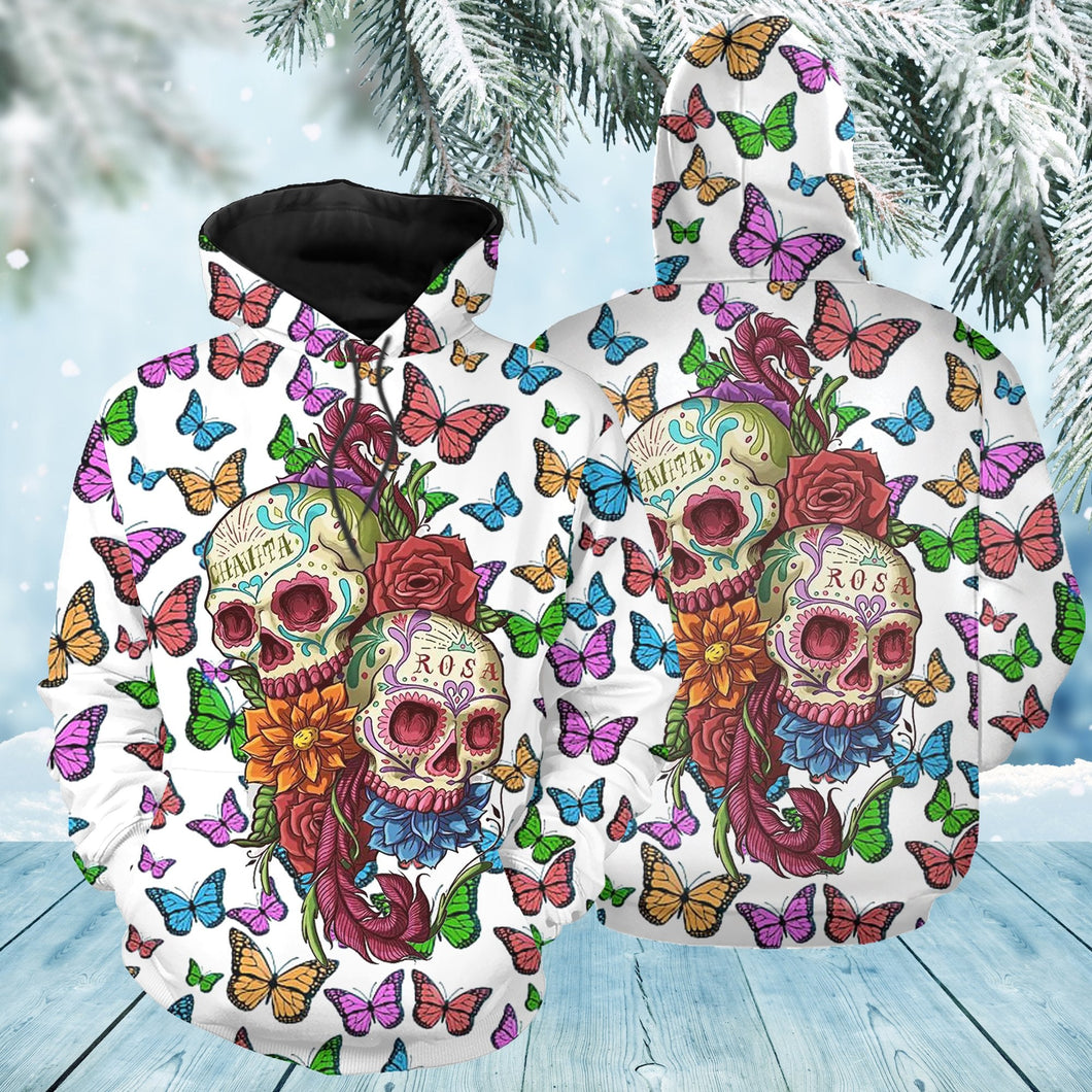 Unisex Hoodie All Over Print Skull Gifts Bromance Skulls Unisex Hoodie