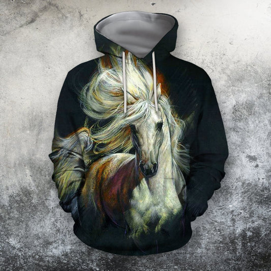Horse Gifts All Over Print Beautiful White Horse Unisex Hoodie