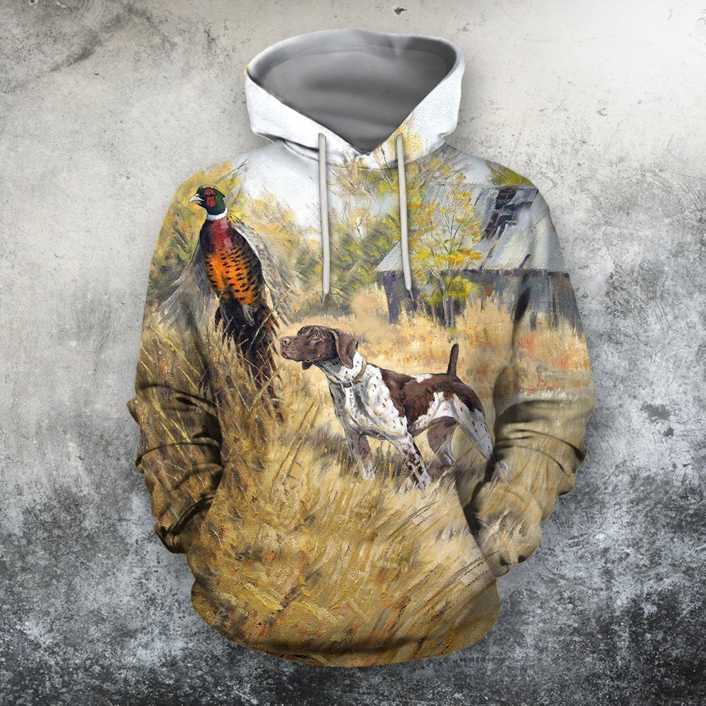 Unisex Hoodie All Over Print Hunting Gifts Deer Hunting Gifts All Over Printed Hunting Dog Pheasant Unisex Hoodie